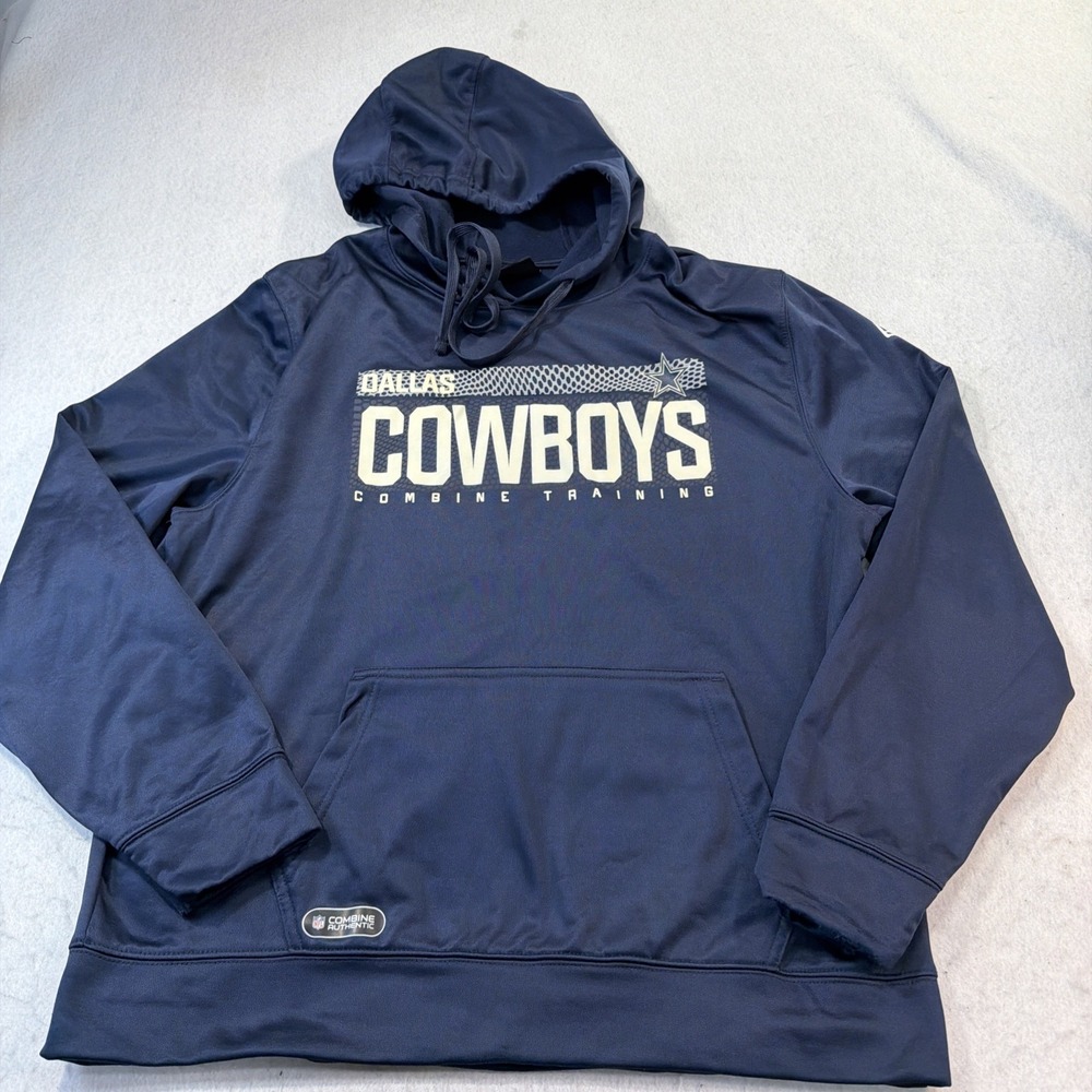 Dallas Cowboys Authentic‎ Combine Team Therma Navy Blue Hoodie Jacket Men's XL